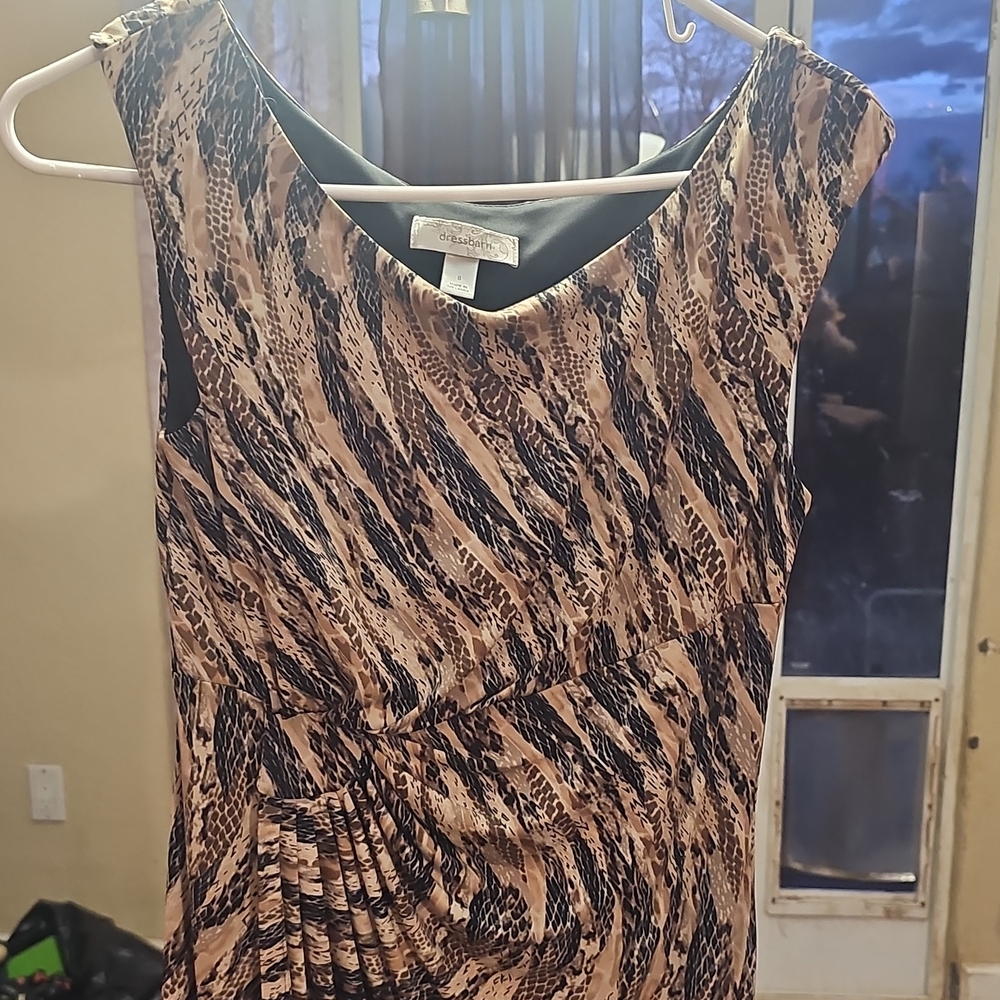 dressbarn Animal Print High Low Dress - Black and Tan